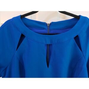 Focus by Shani Royal Blue Keyhole Front Short Slv Lined Sheath Sz 12 NEW W/TAGS
